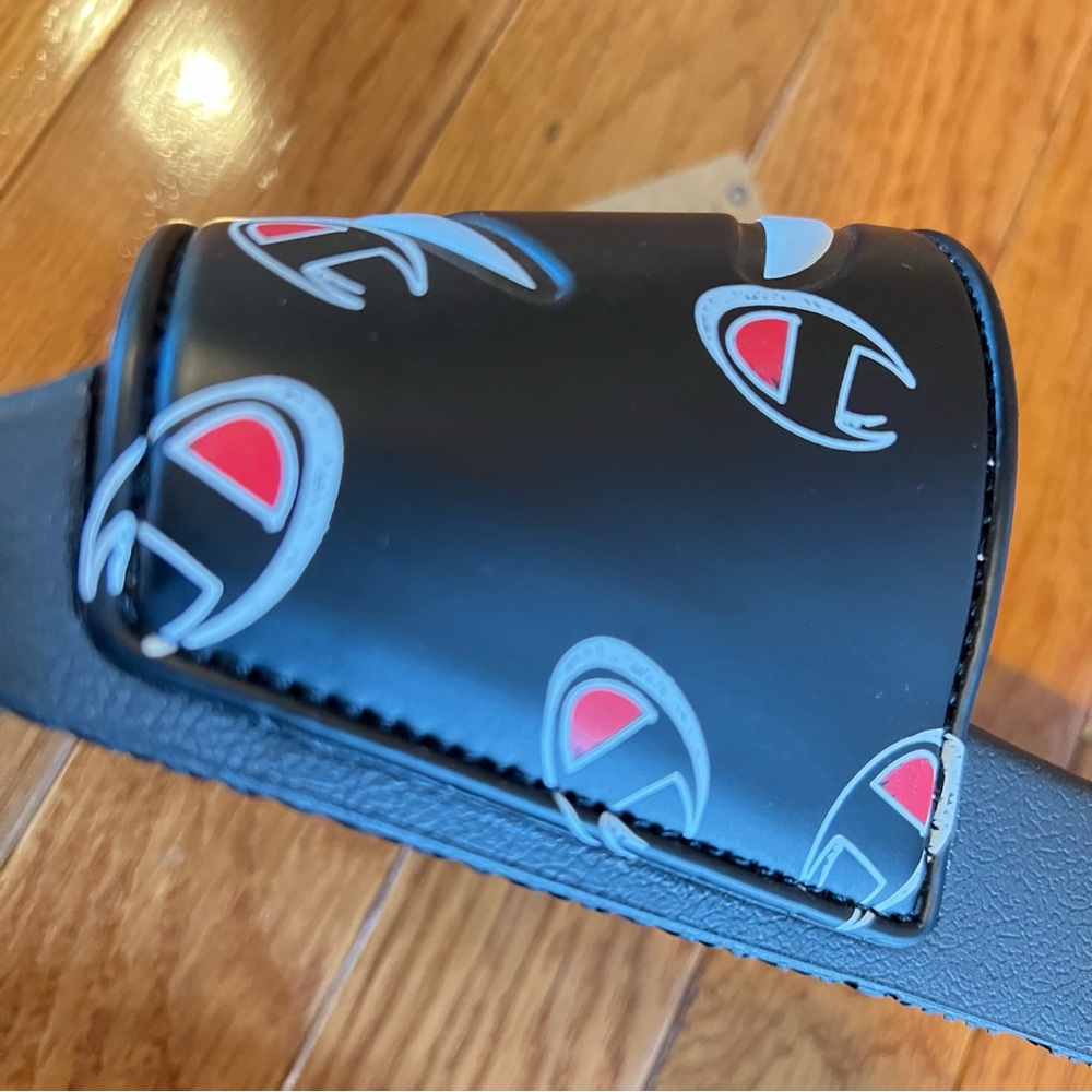 Champion Mens IPO-R Black White Red Slides Repeat C Logo All Over Slides:8,10, - Picture 9 of 13